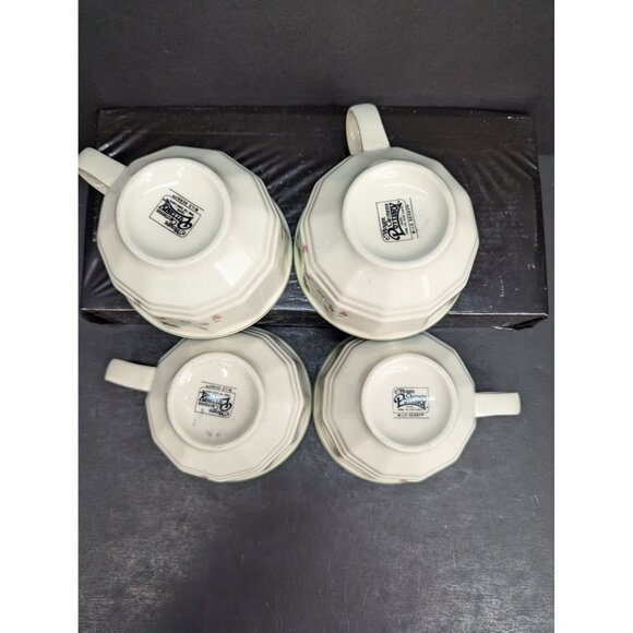 Mount Clemens Pottery 6 Oz Coffee Tea Cups Wild Berry Design Set of 4 - Picture 7 of 8
